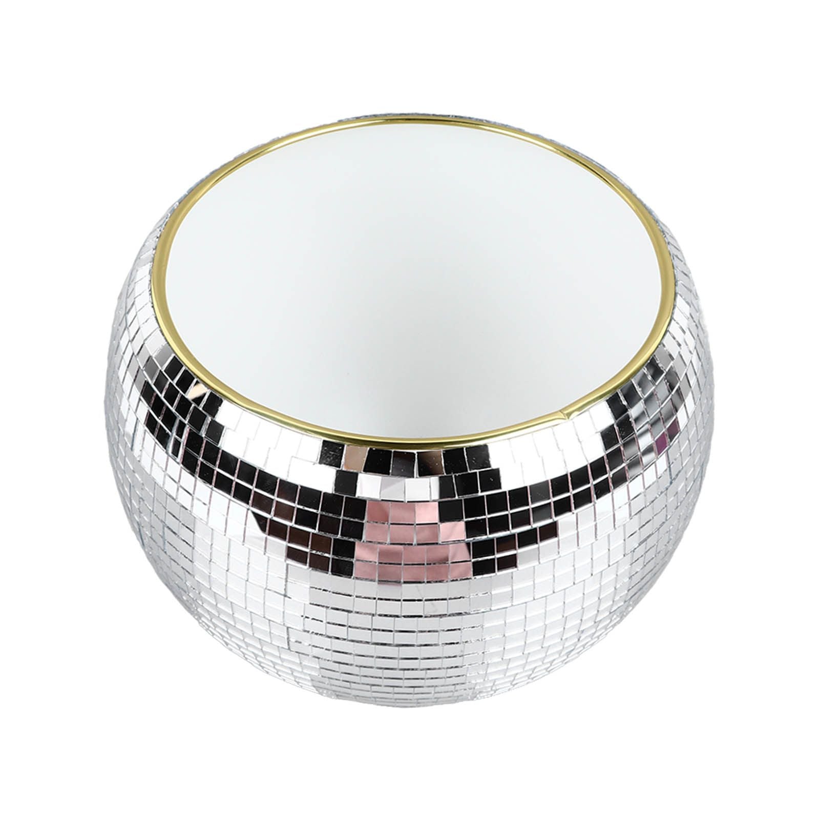 Ball Ice Bucket Plastic Beverage Tub Mirror Party Decor Bucket for Wine Cold Drinks Milky White Gold Edges