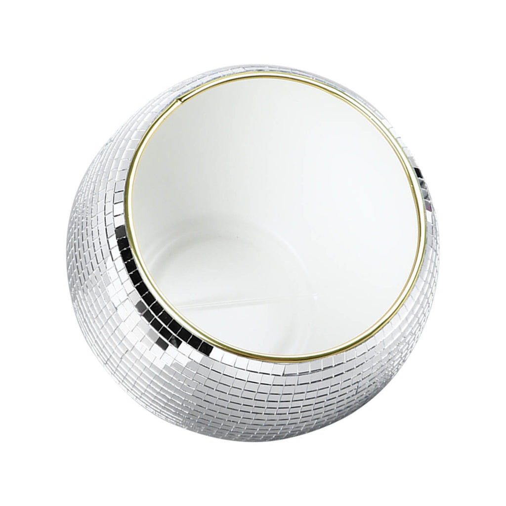 Ball Ice Bucket Plastic Beverage Tub Mirror Party Decor Bucket for Wine Cold Drinks Milky White Gold Edges