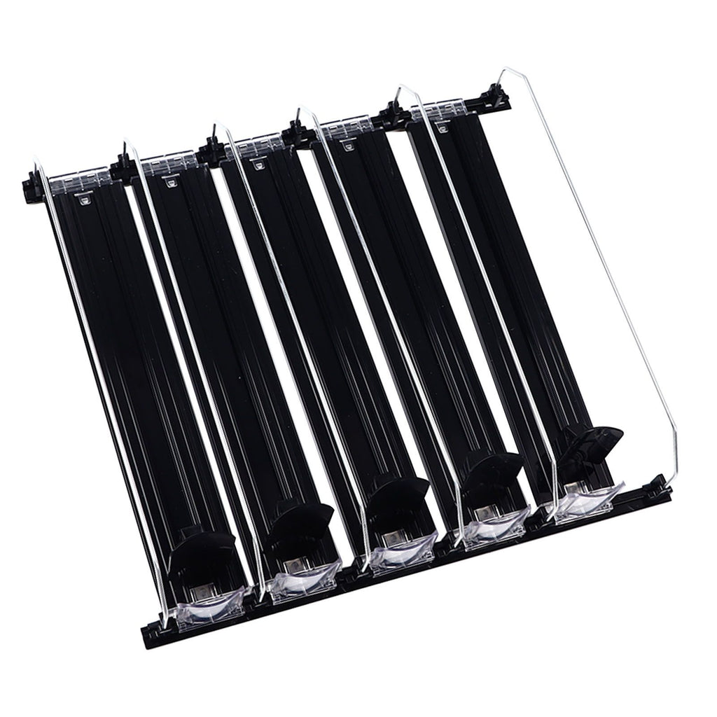 Drink Organizer for Fridge Spring Loaded Adjustable Push Rod Slide Rail Soda Can Dispenser for Beer Beverages 38cm Black