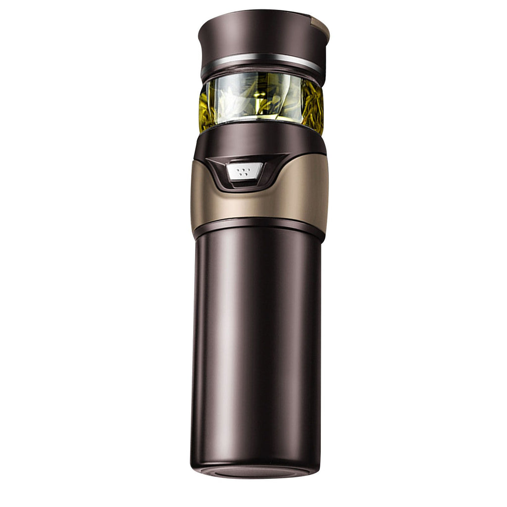 Tea Bottle with Infuser Tea Tumbler Stainless Steel Double Layer Insulated Cup for Men Daily Office Home Brown