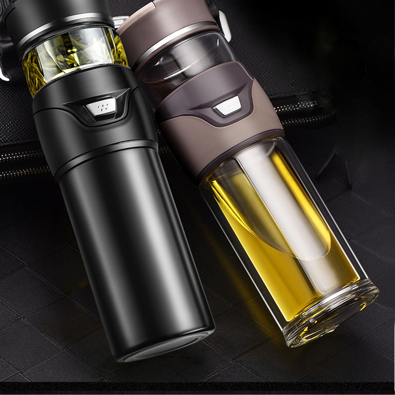 Tea Bottle with Infuser Tea Tumbler Stainless Steel Double Layer Insulated Cup for Men Daily Office Home Grey