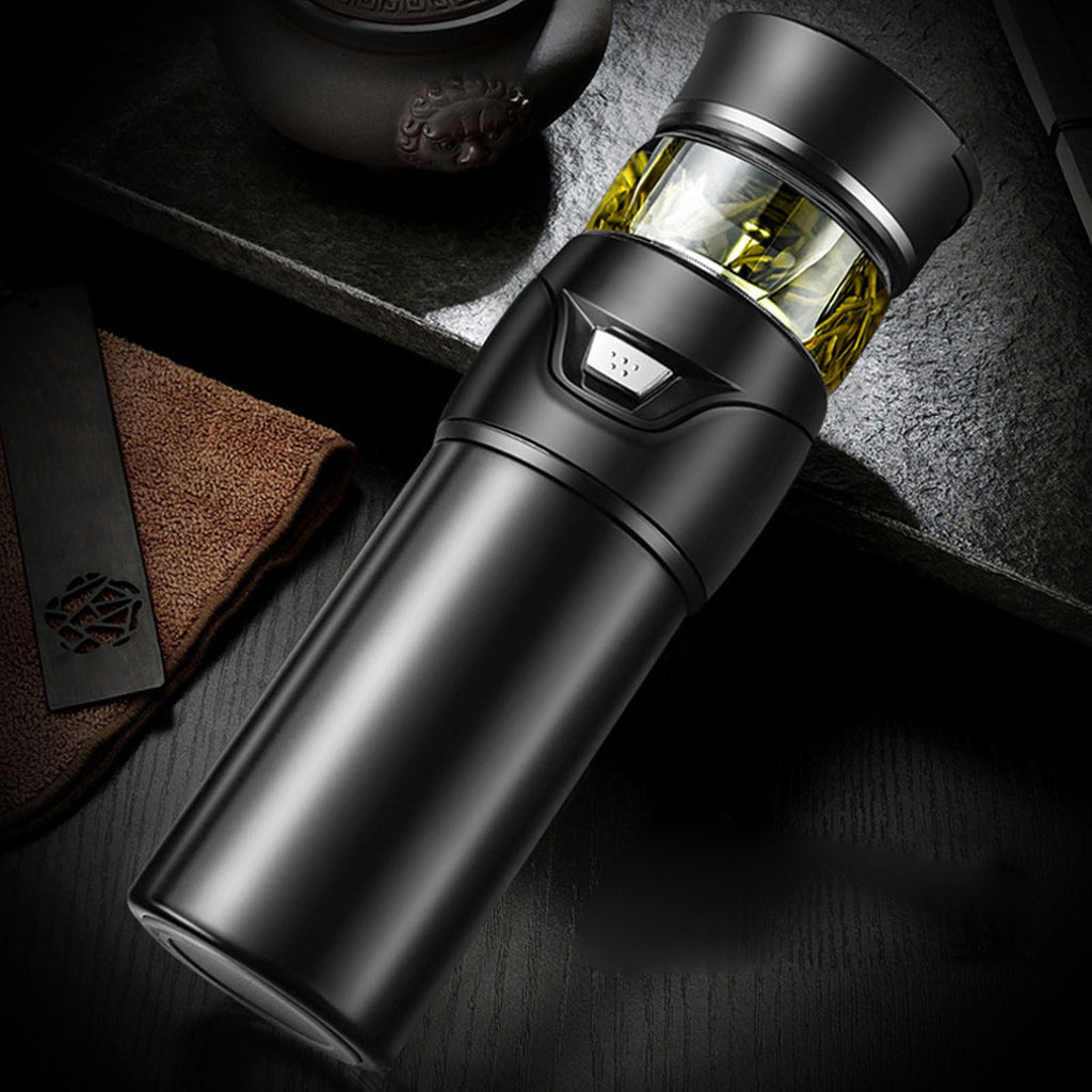 Tea Bottle with Infuser Tea Tumbler Stainless Steel Double Layer Insulated Cup for Men Daily Office Home Grey