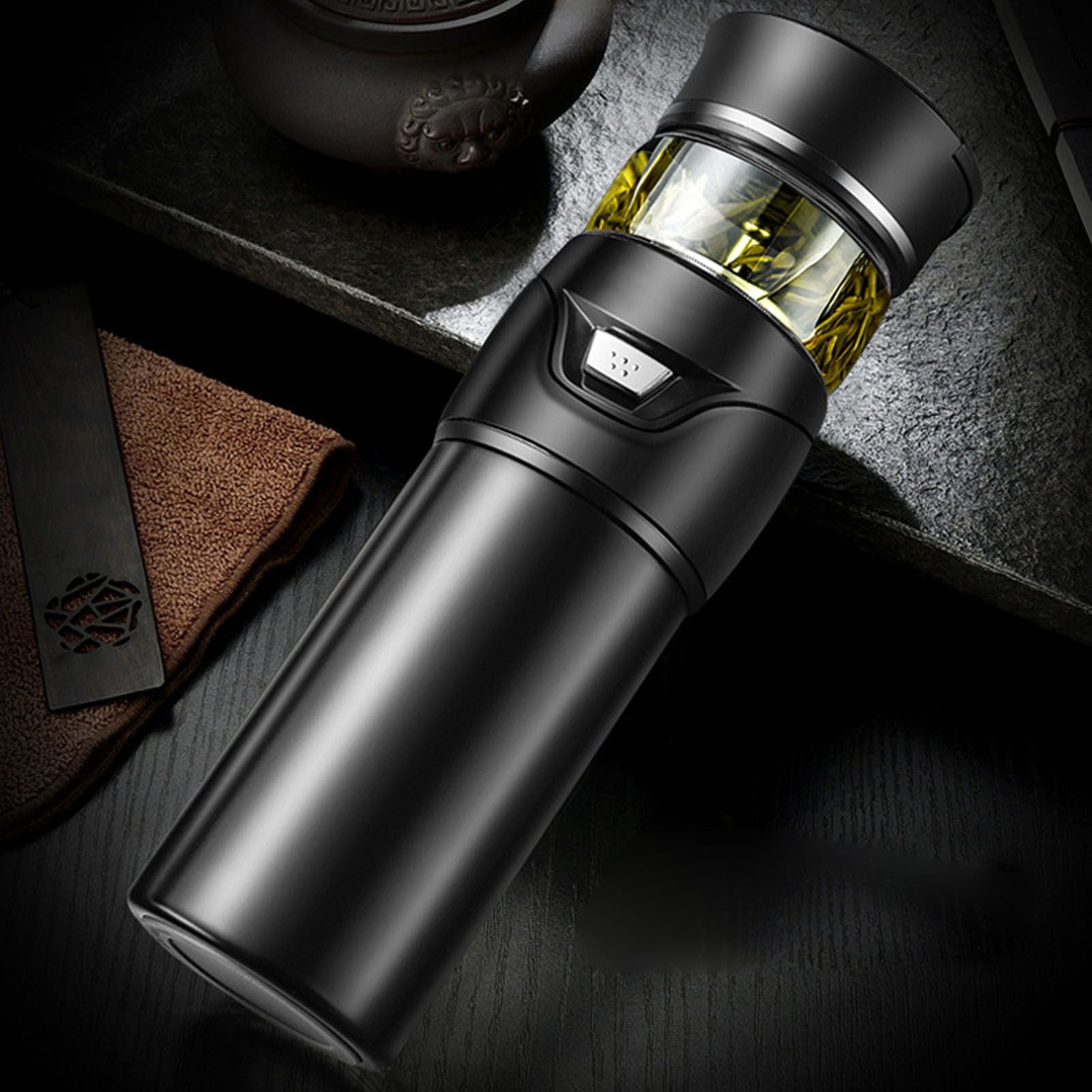 Tea Bottle with Infuser Tea Tumbler Stainless Steel Double Layer Insulated Cup for Men Daily Office Home Grey