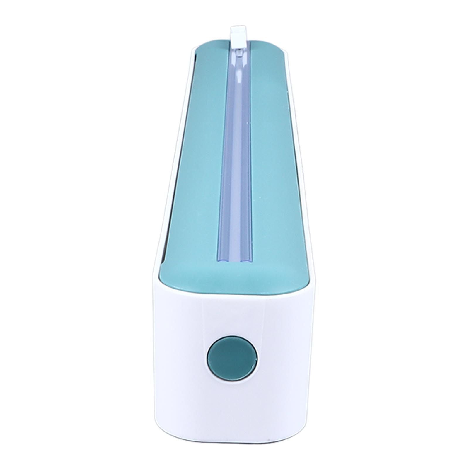 Reusable Cling Film Dispenser Magnetic Refillable Plastic Wrap Dispenser with Cutter Magnetic Stripe White Green