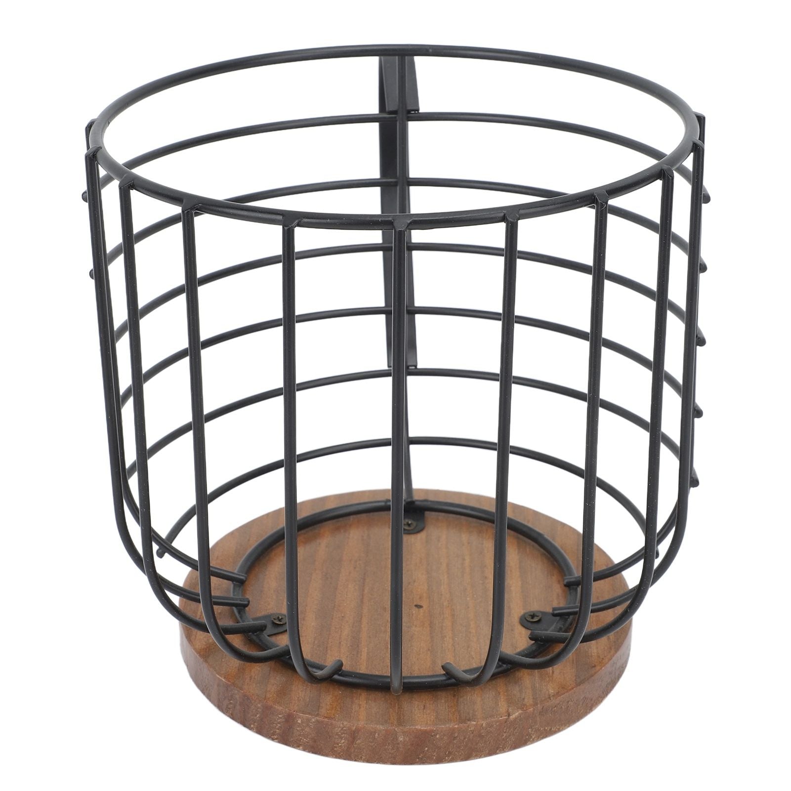 Coffee Pod Holder Iron Large Capacity Space Saving Wooden Base Coffee Pods Storage Organizer for Home Coffee Bar Black with Lid