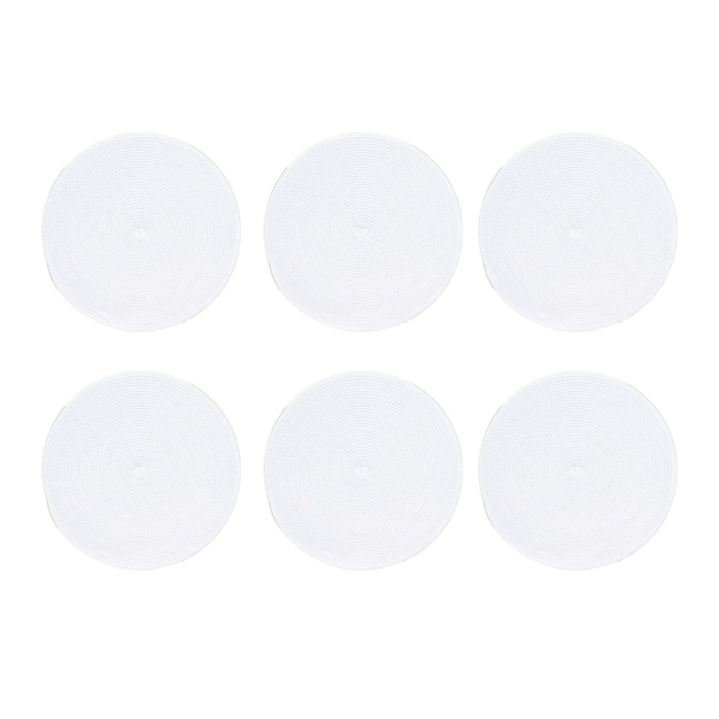 6PCS Round Placemat Woven White Table Mat Heat Insulation Easy to Clean Versatile Dining Accessory for Home Kitchen Decor