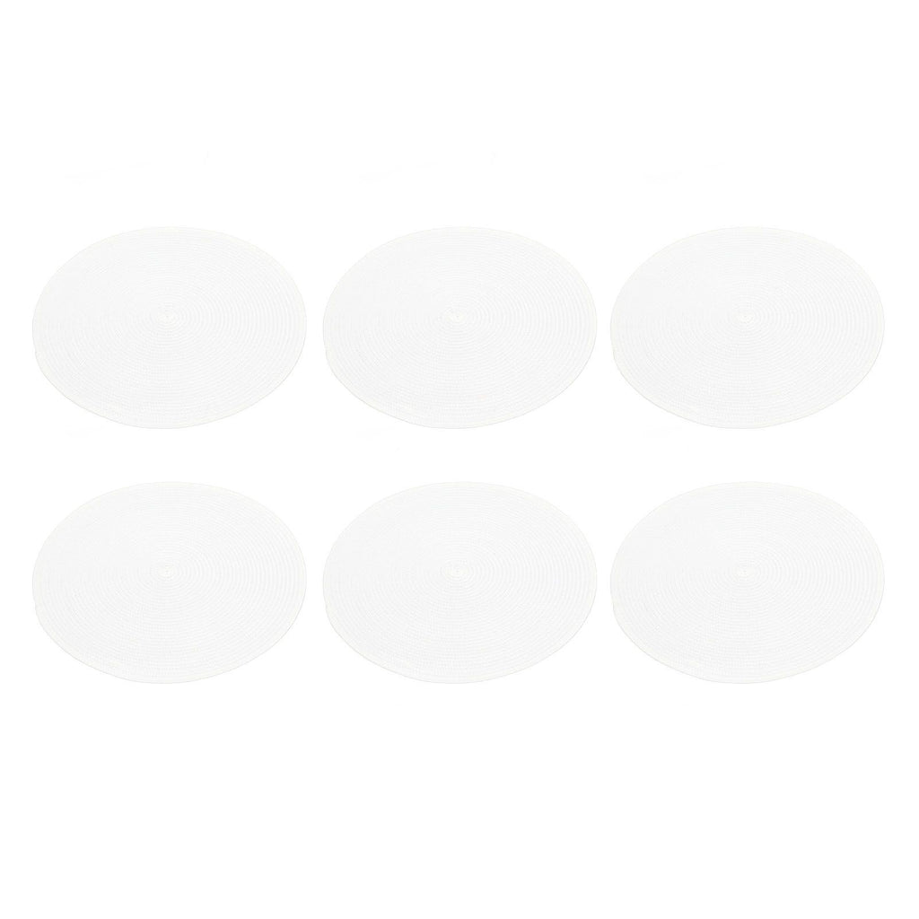 6PCS Round Placemat Woven White Table Mat Heat Insulation Easy to Clean Versatile Dining Accessory for Home Kitchen Decor