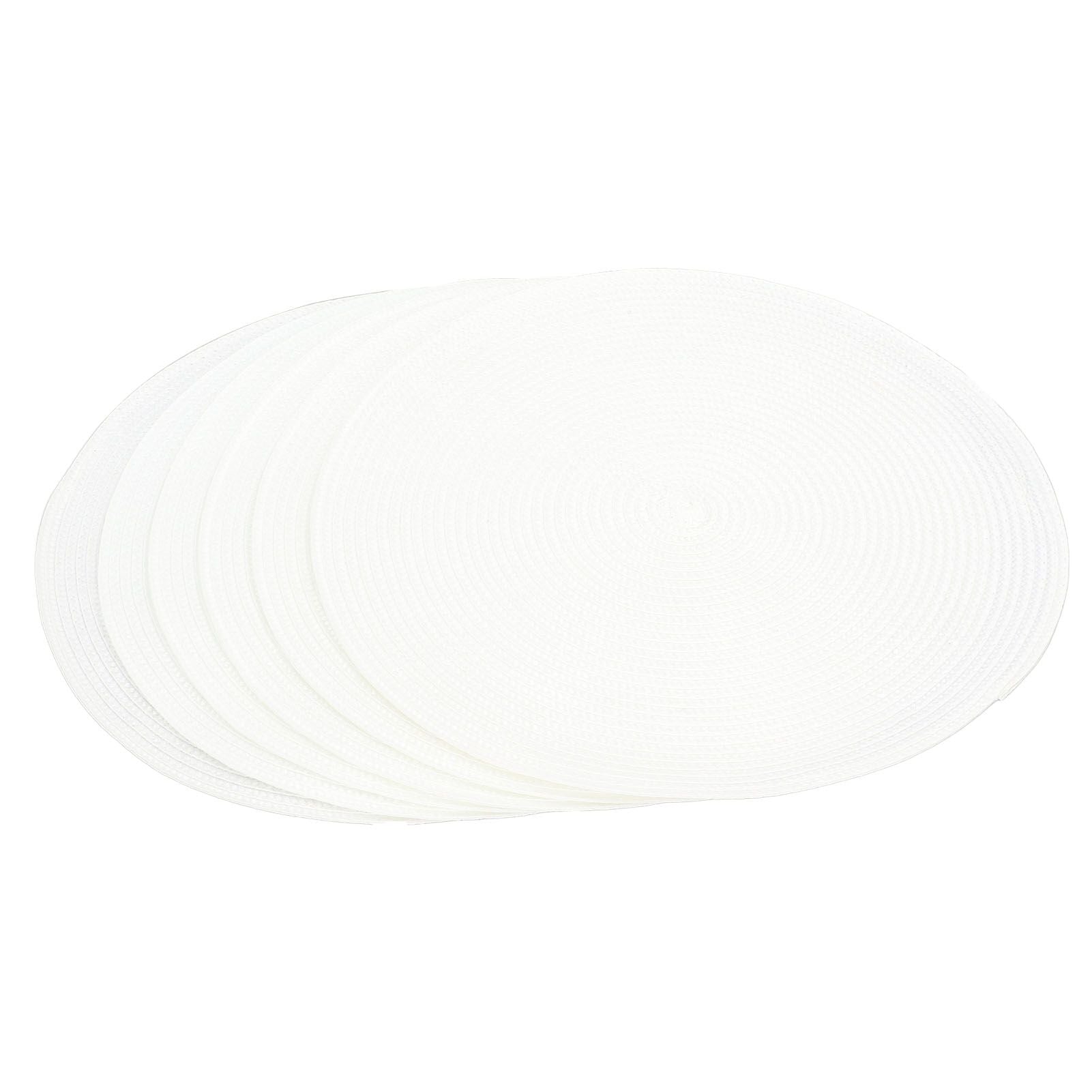 6PCS Round Placemat Woven White Table Mat Heat Insulation Easy to Clean Versatile Dining Accessory for Home Kitchen Decor