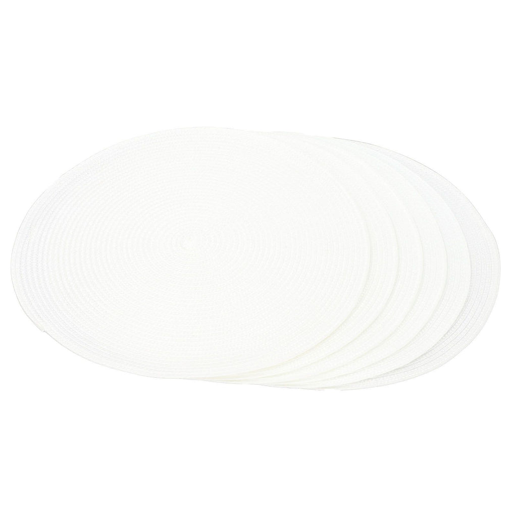 6PCS Round Placemat Woven White Table Mat Heat Insulation Easy to Clean Versatile Dining Accessory for Home Kitchen Decor