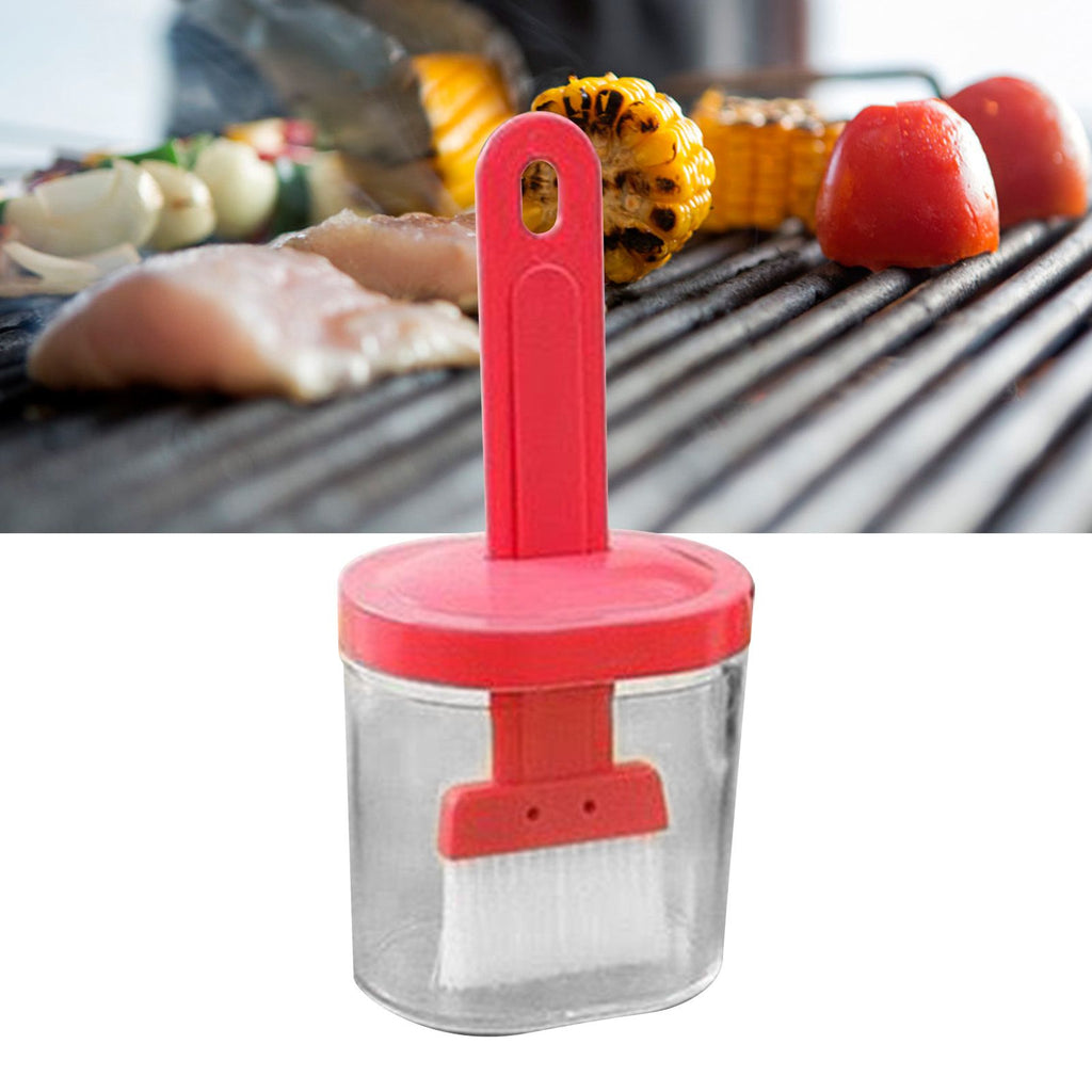 Integrated Silicone Oil Bottle Brush Olive Oil Dispenser Bottle with Silicone Brush for Cooking Baking Barbecue Pickling Pink