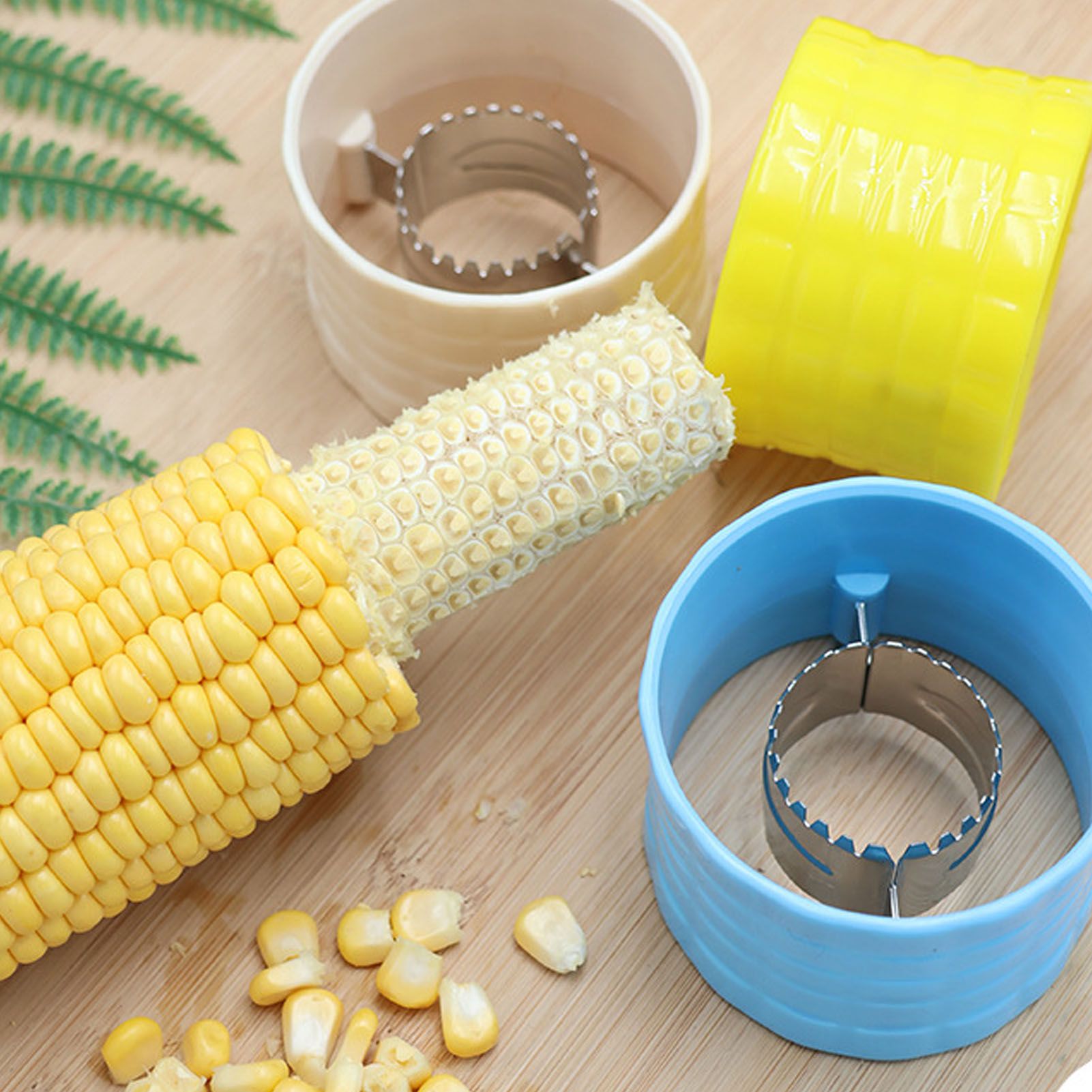 Corn Peeler 304 Stainless Steel Cob Stripper Corn Kernels Remove Tool for Home Kitchen Yellow