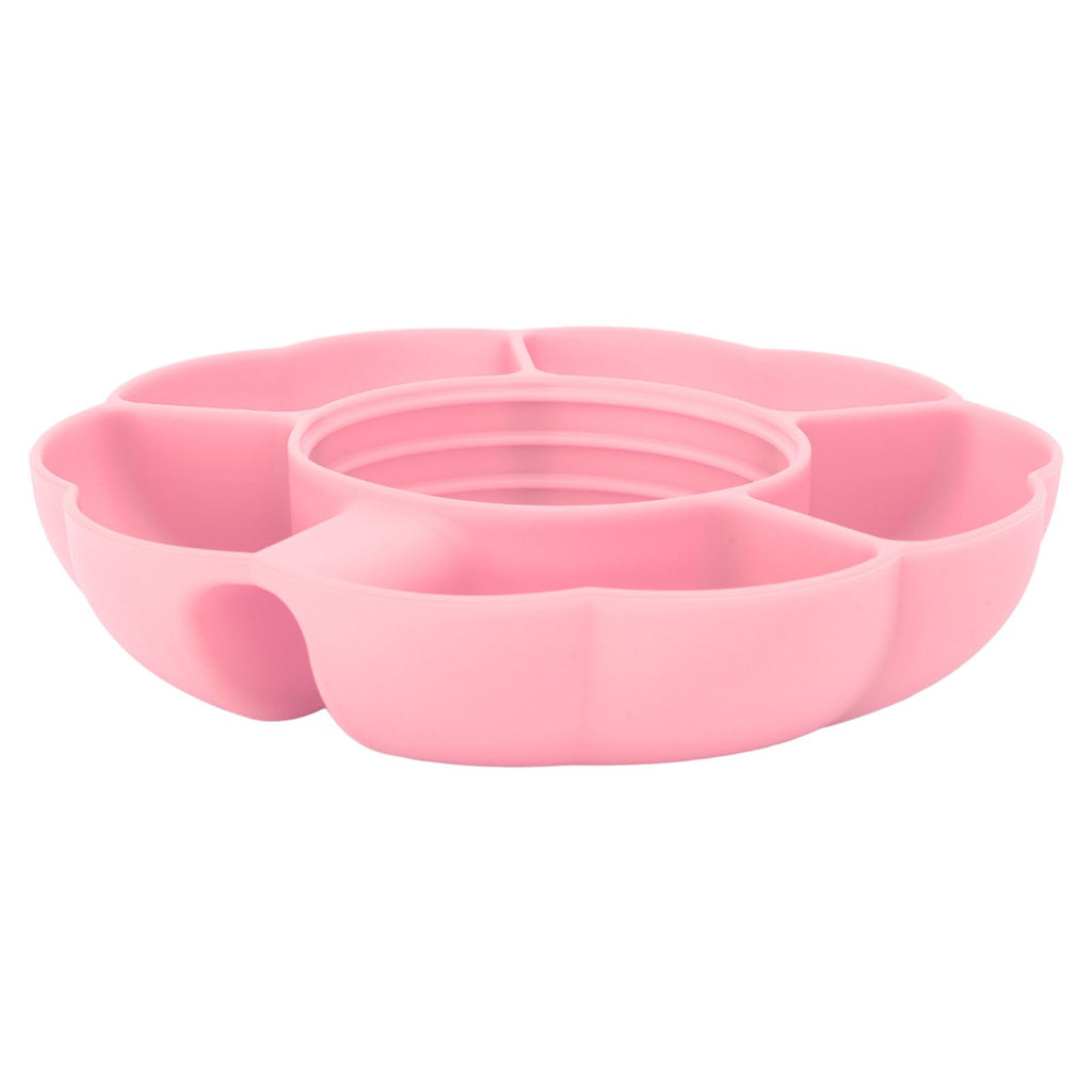 5 Grid Silicone Divided Serving Tray Snack Divider Divided Container Round Serving Platter for 40oz Cup Pink