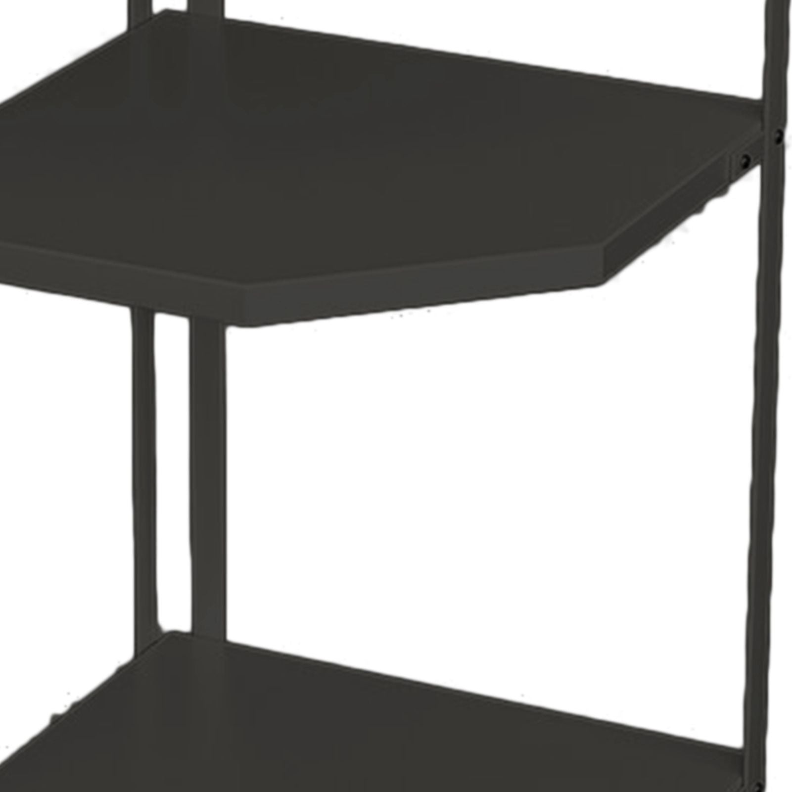 Kitchen Small Corner Shelf Rack Fan Shaped Space Saving Stable Carbon Steel Cookware Stand for Pots Pans 3 Layer Black 27x27x45.5cm