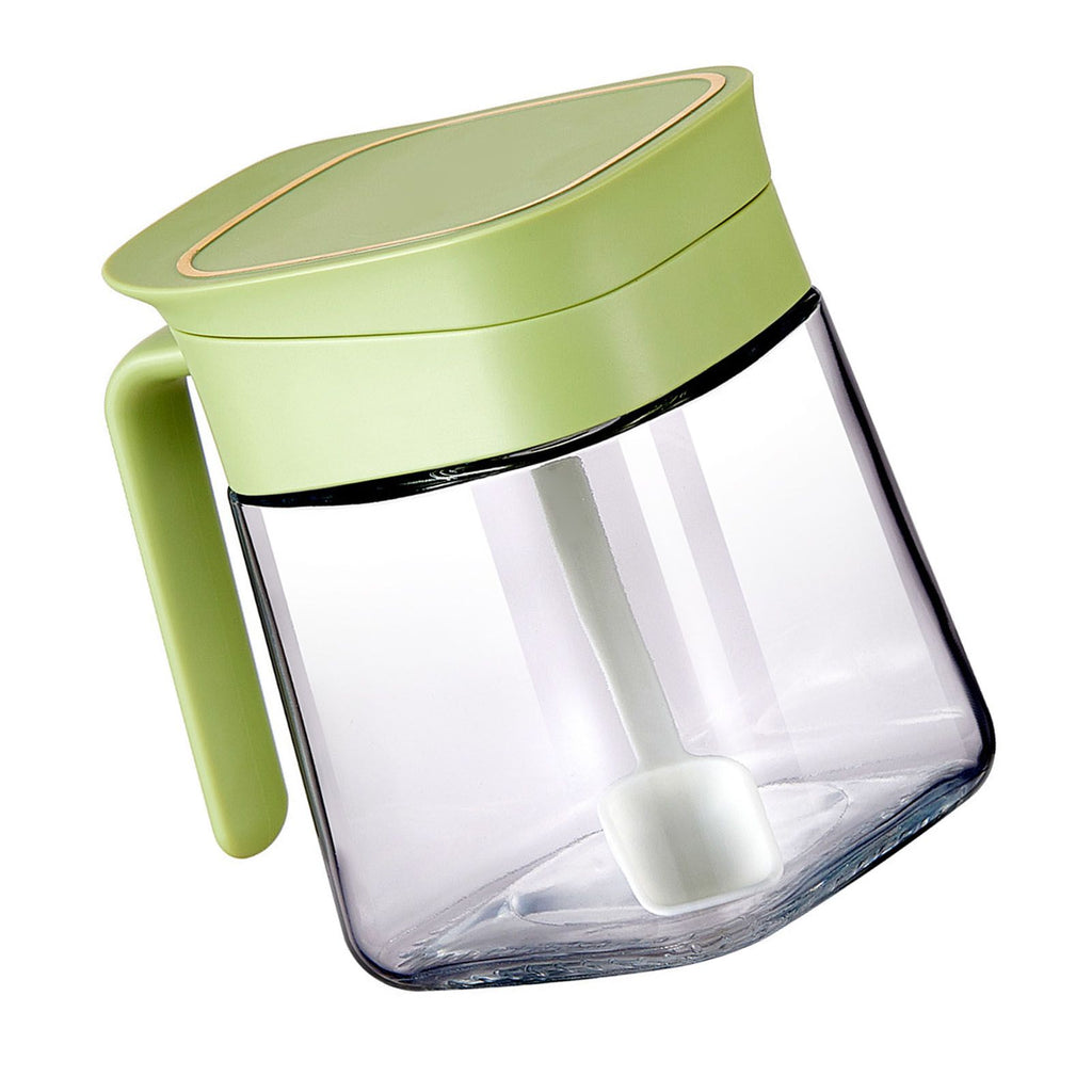 Spice Jar Glass Transparent Salt Sugar Pepper Seasoning Container Bottle for Home Kitchen Green