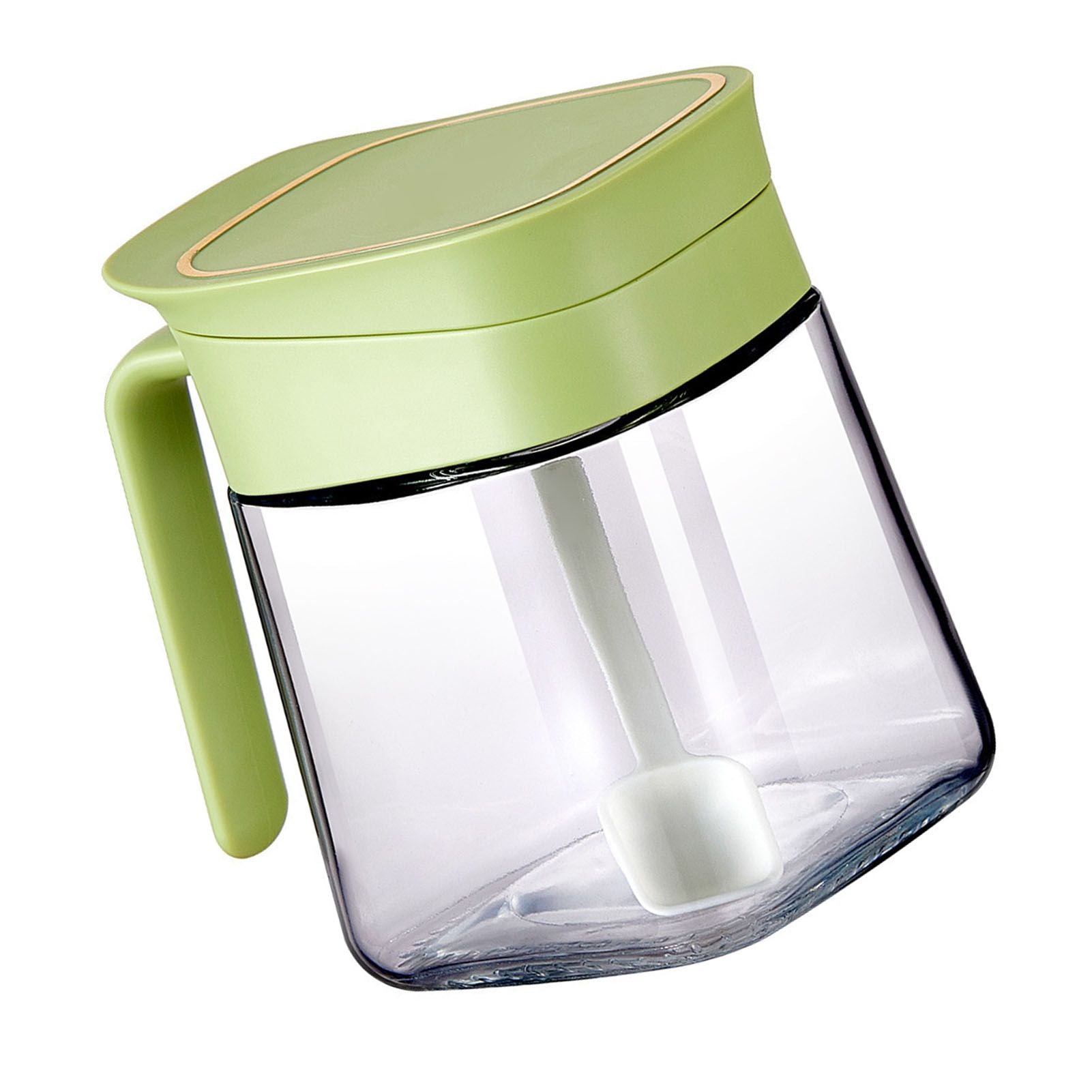 Spice Jar Glass Transparent Salt Sugar Pepper Seasoning Container Bottle for Home Kitchen Green