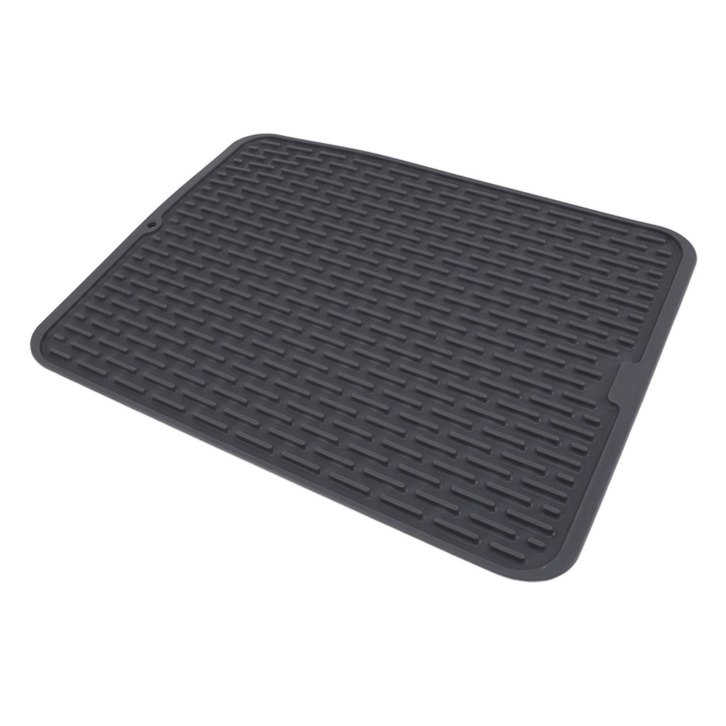 Rectangular Silicone Dish Drying Mat Heat Insulation Anti Slip Dish Drying Mat with Built in Drain Lip for Kitchen Counter Small Size