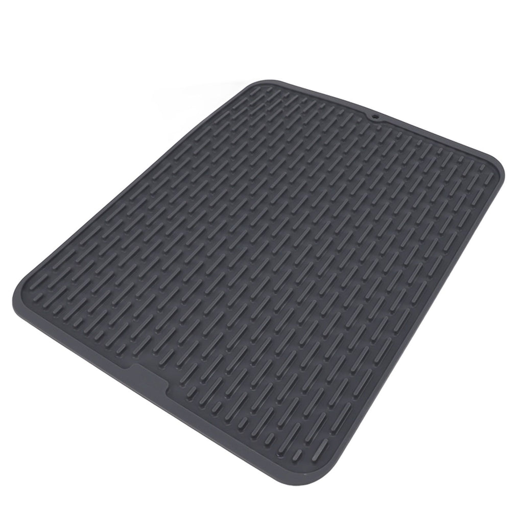 Rectangular Silicone Dish Drying Mat Heat Insulation Anti Slip Dish Drying Mat with Built in Drain Lip for Kitchen Counter Small Size