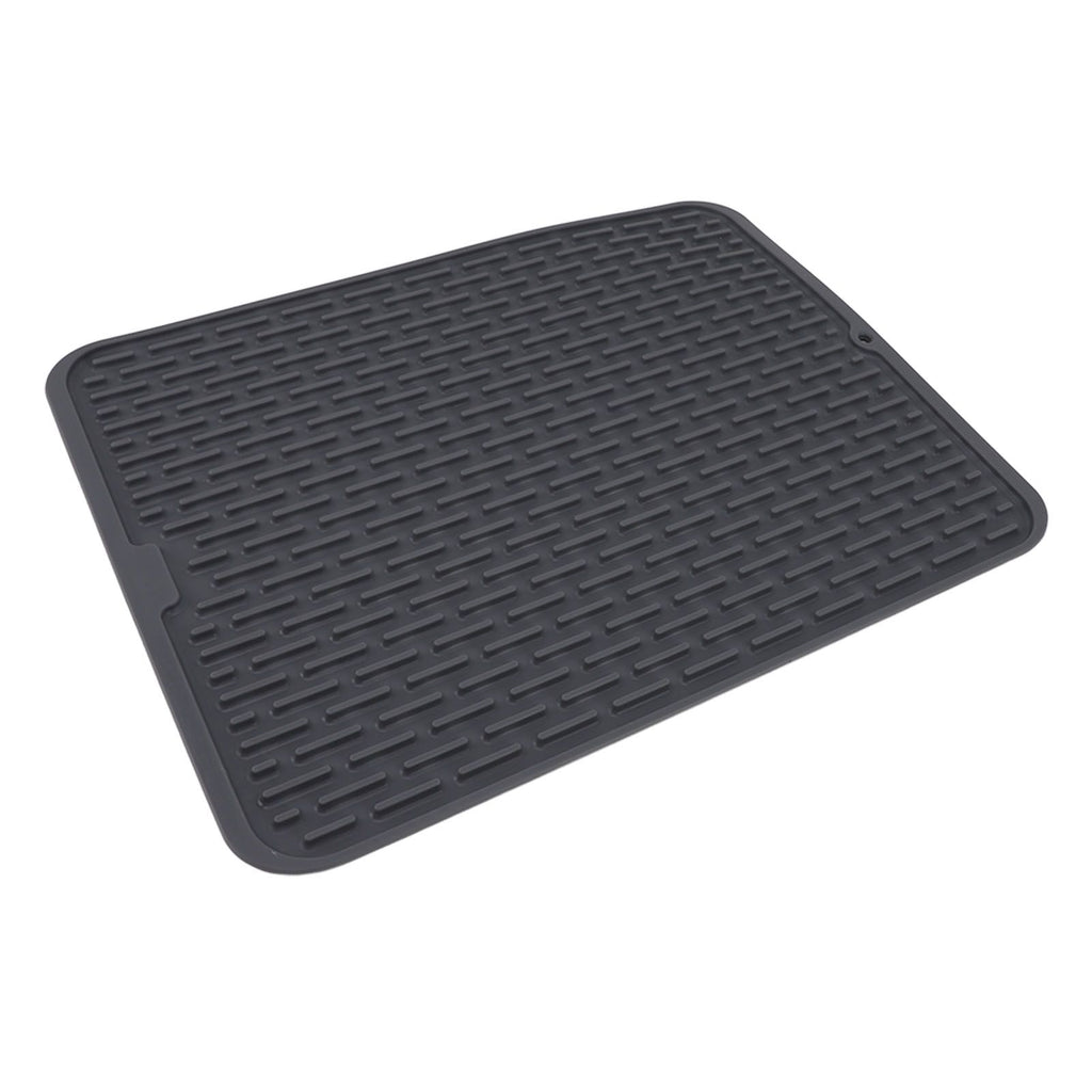 Rectangular Silicone Dish Drying Mat Heat Insulation Anti Slip Dish Drying Mat with Built in Drain Lip for Kitchen Counter Small Size