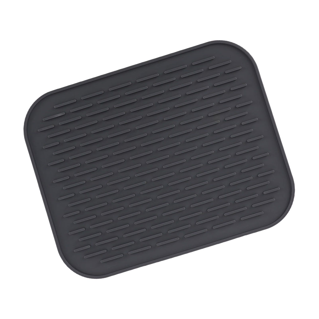 Rectangular Silicone Dish Drying Mat Heat Insulation Anti Slip Dish Drying Mat with Built in Drain Lip for Kitchen Counter Large Size