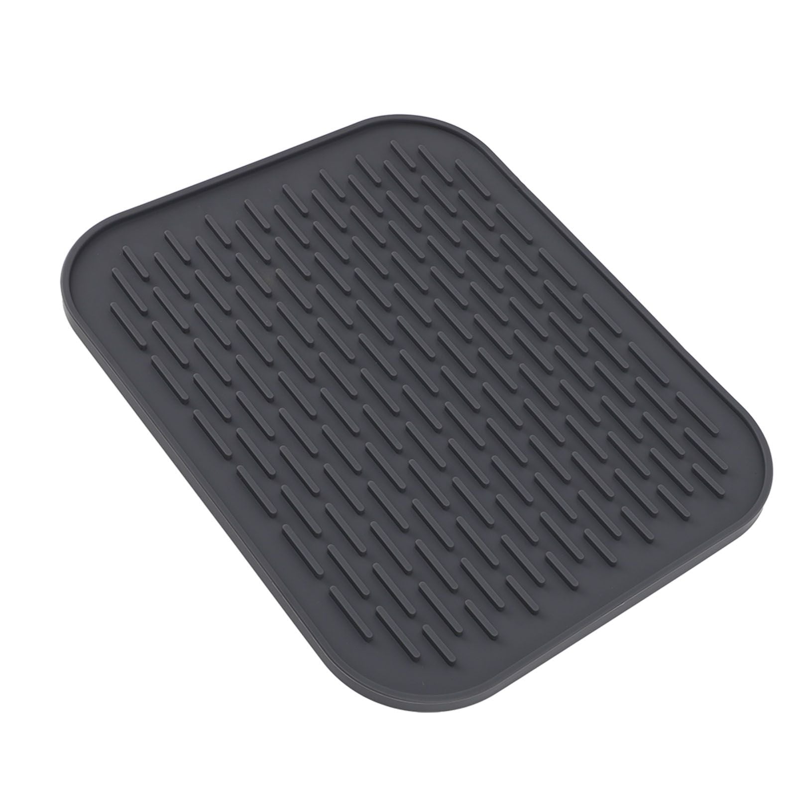 Rectangular Silicone Dish Drying Mat Heat Insulation Anti Slip Dish Drying Mat with Built in Drain Lip for Kitchen Counter Large Size