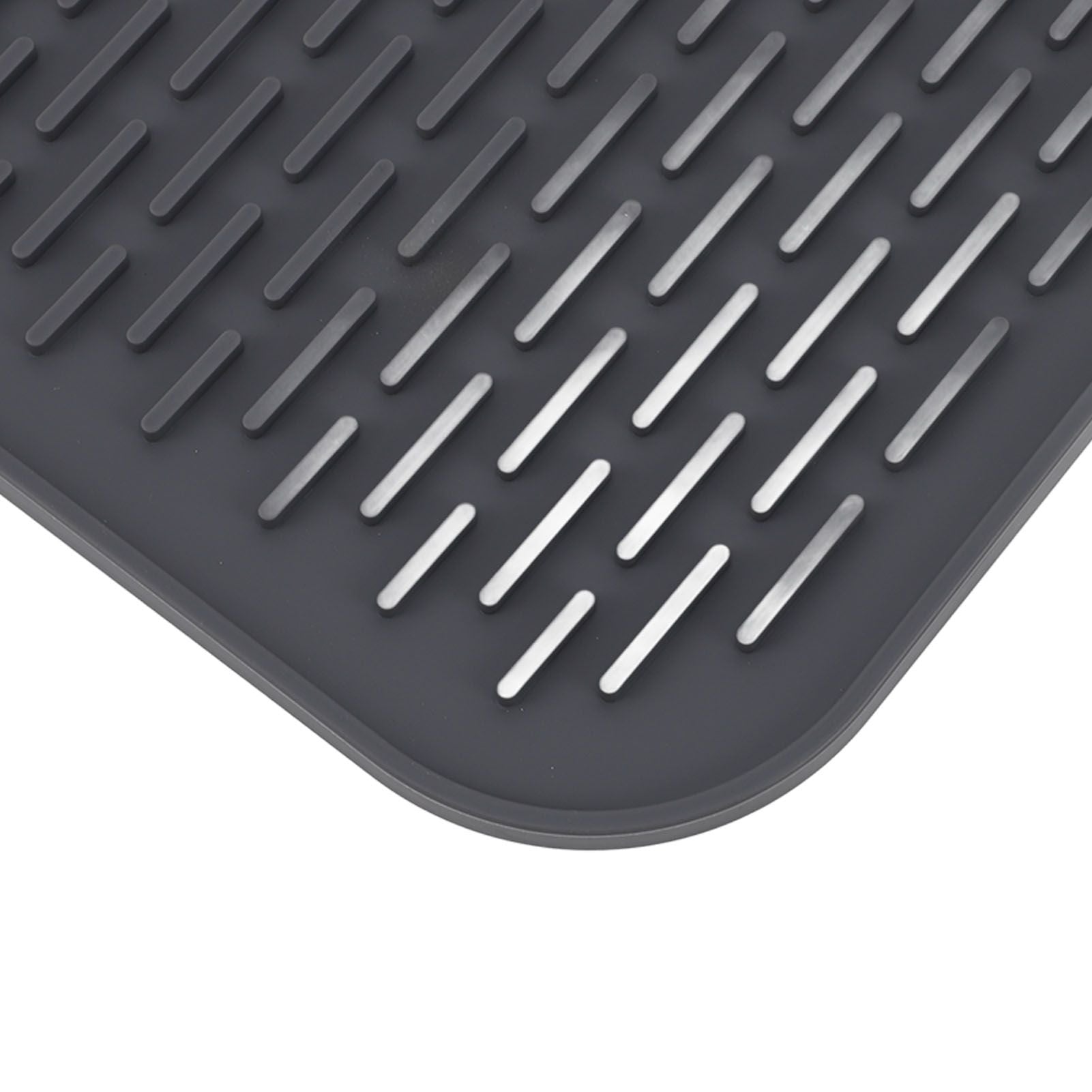 Rectangular Silicone Dish Drying Mat Heat Insulation Anti Slip Dish Drying Mat with Built in Drain Lip for Kitchen Counter Large Size