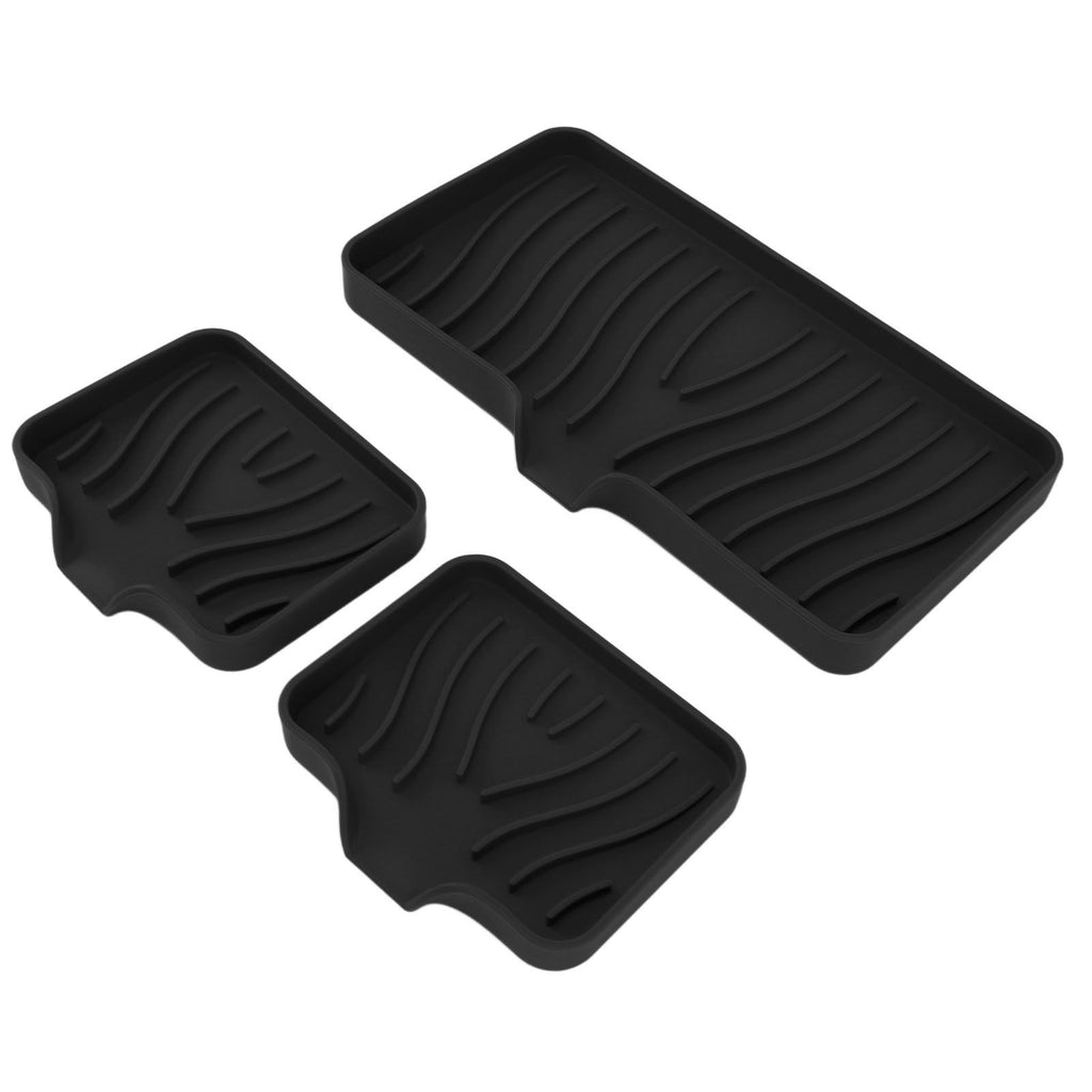 Kitchen Soap Tray Countertop Silicone Sink Deflector Sponge Holder for Bathroom Toilet Black