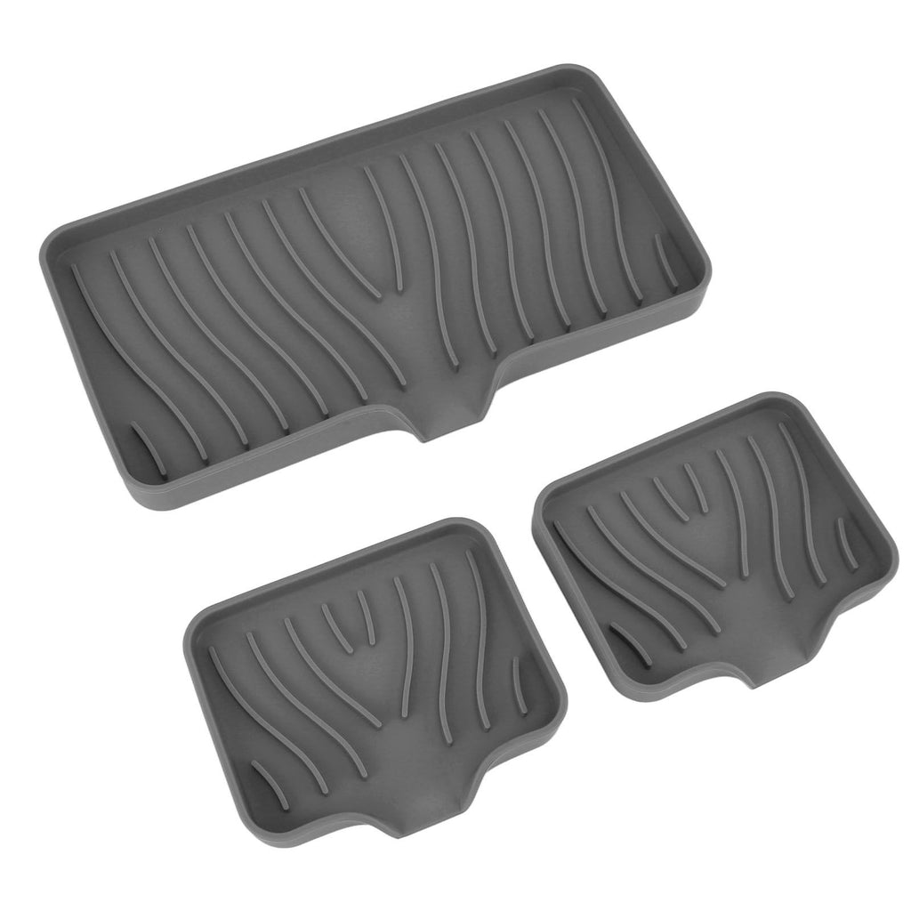 Kitchen Soap Tray Countertop Silicone Sink Deflector Sponge Holder for Bathroom Toilet Grey