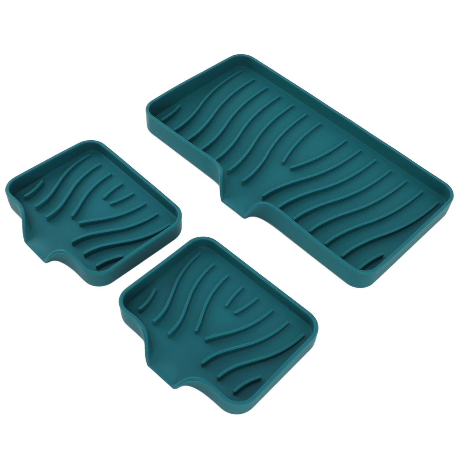 Kitchen Soap Tray Countertop Silicone Sink Deflector Sponge Holder for Bathroom Toilet Green