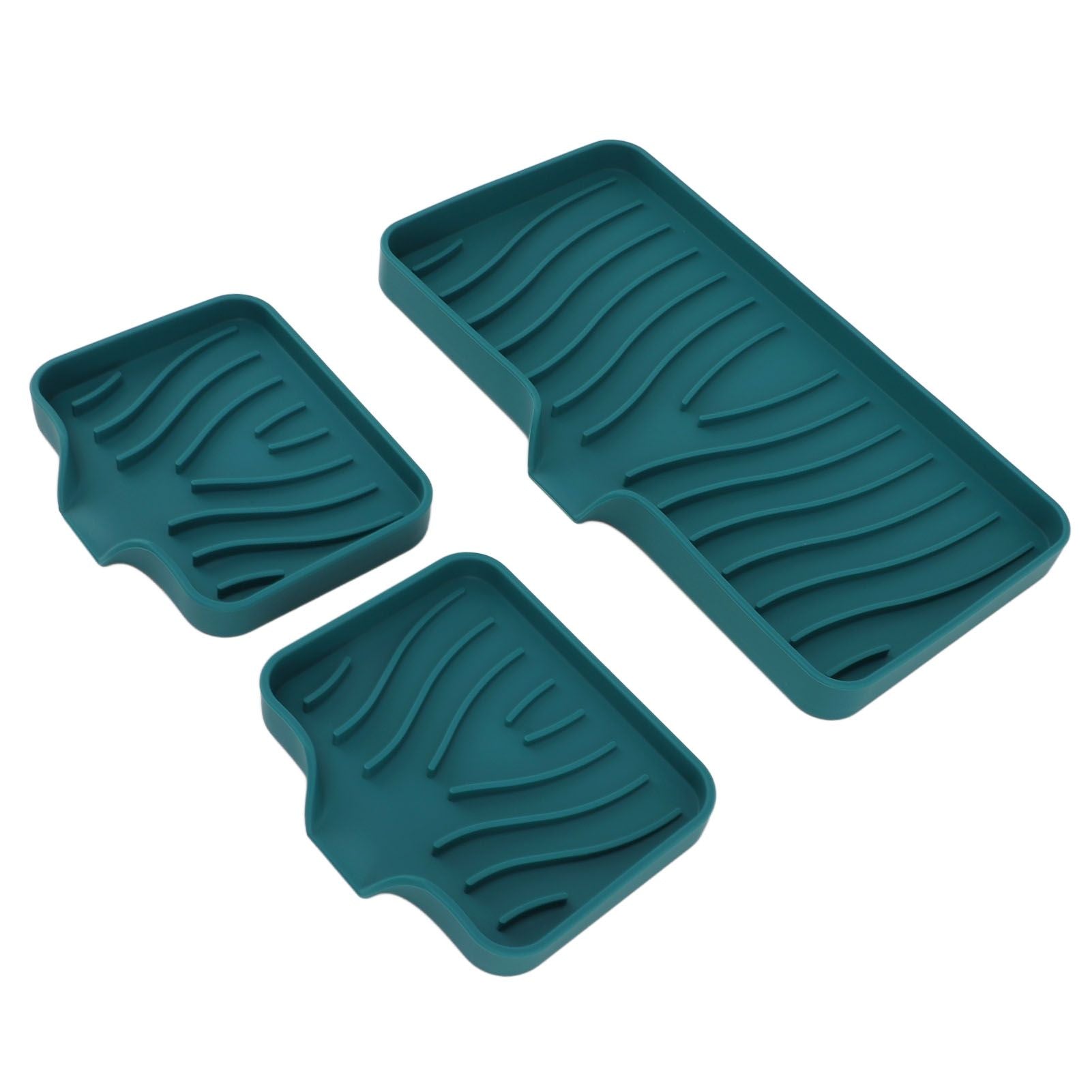 Kitchen Soap Tray Countertop Silicone Sink Deflector Sponge Holder for Bathroom Toilet Green