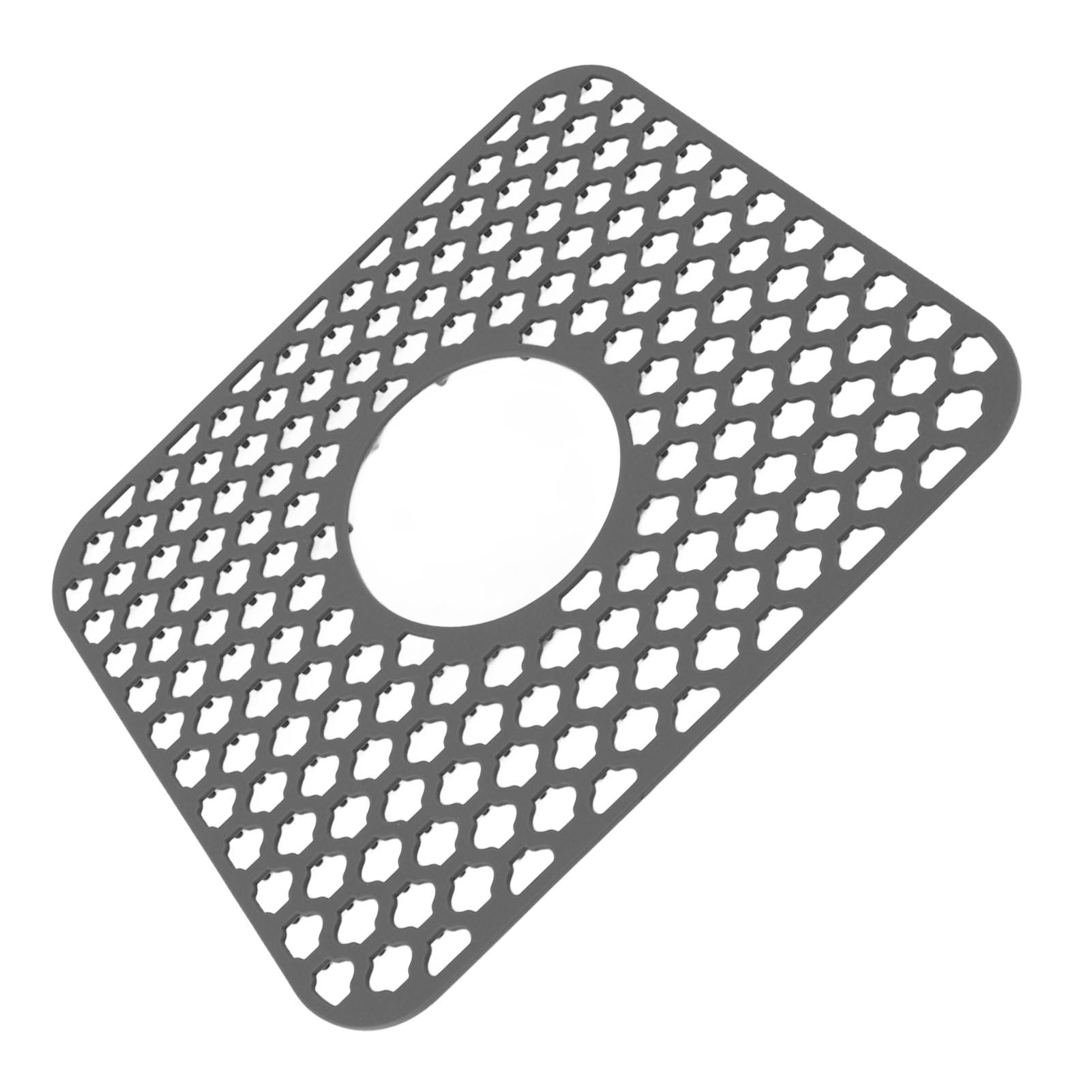 Sink Protector for Kitchen Silicone Non Slip Heat Resistant Mat for Bottom of Center Drain Sink Farmhouse Stainless Steel Porcelain Sink Grey