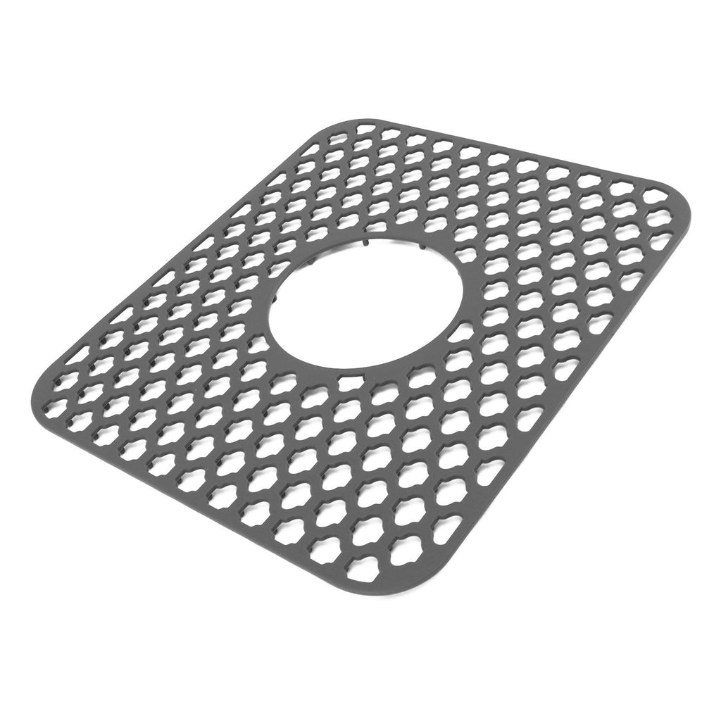 Sink Protector for Kitchen Silicone Non Slip Heat Resistant Mat for Bottom of Center Drain Sink Farmhouse Stainless Steel Porcelain Sink Grey