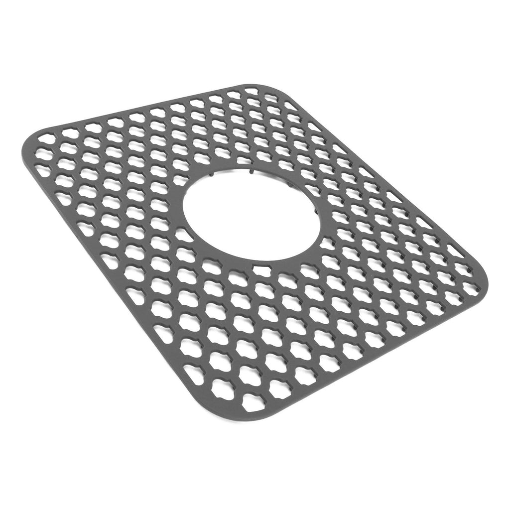 Sink Protector for Kitchen Silicone Non Slip Heat Resistant Mat for Bottom of Center Drain Sink Farmhouse Stainless Steel Porcelain Sink Grey