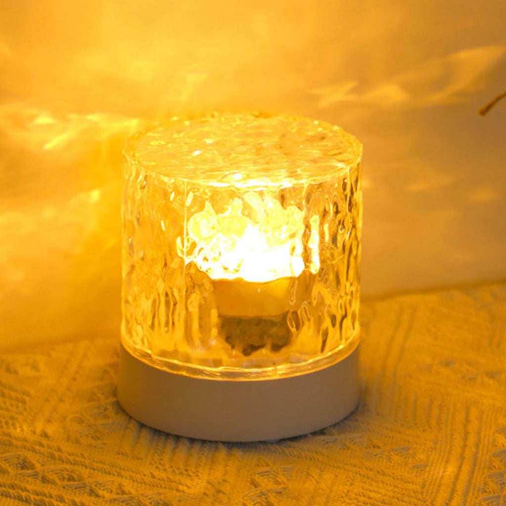 Water Ripple Night Light 360 Degree Dynamic Romantic LED Atmosphere Table Lamp for Living Room Bedroom Homochromy Plugged in and Not Rotating