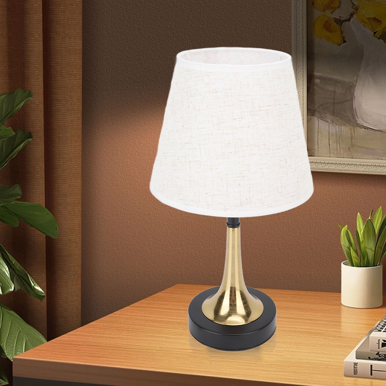 USB Bedside Table Lamp 3 Color Temperature Dimmable LED Nightstand Lamp with Grey Linen Fabric Shade Remote Control Timer Off 3W