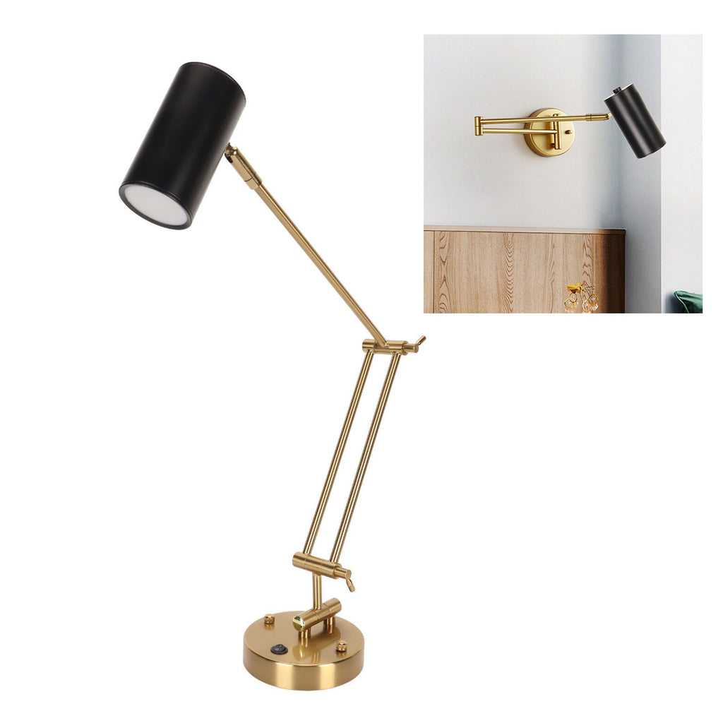 Wall Sconce Swing Arm Plug in Modern 3000K Warm Lighting Button Control with E27 Bulb LED Wall Lighting Fixture 85‑265V