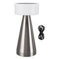 Portable LED Table Lamp 3 Color Temperatures Stepless Dimming 1800mAh Rechargeable Battery Nightstand Lamp Bedside Lamp Silver