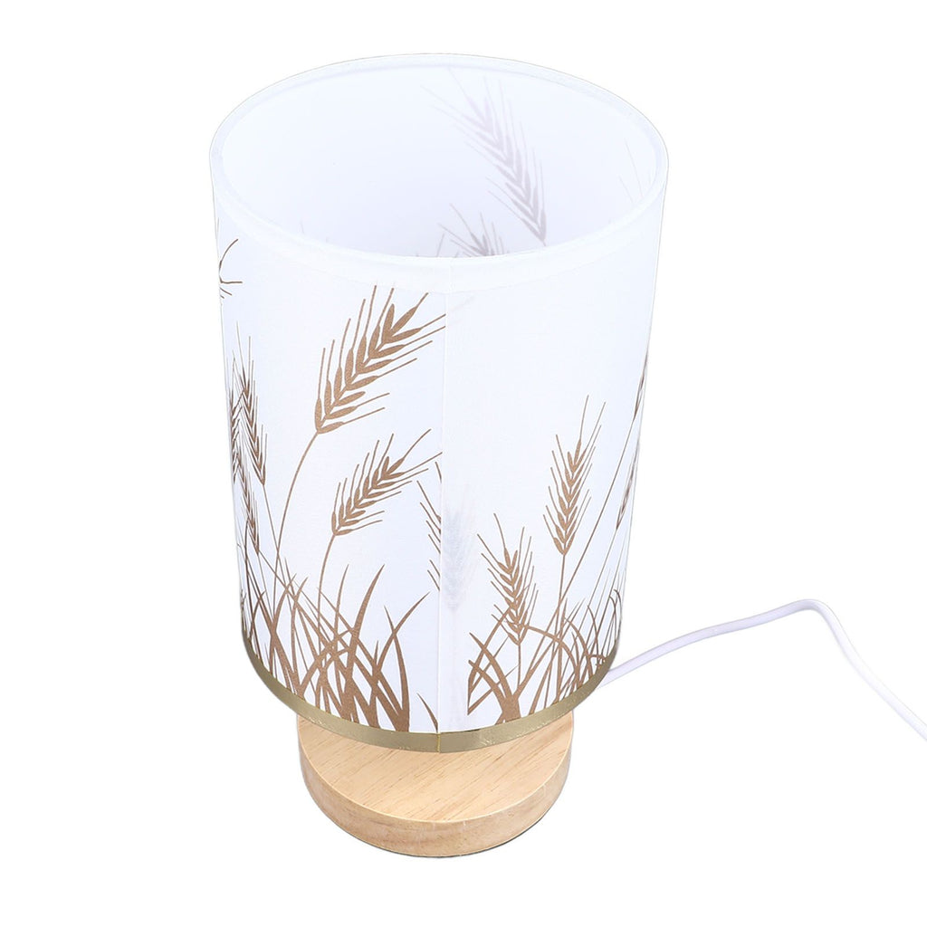 Small Table Lamp for Bedroom Dimmable LED Bedside Lamps Solid Wood USB Night Stand Lamp with Wheat Spike Lampshade Eye Caring