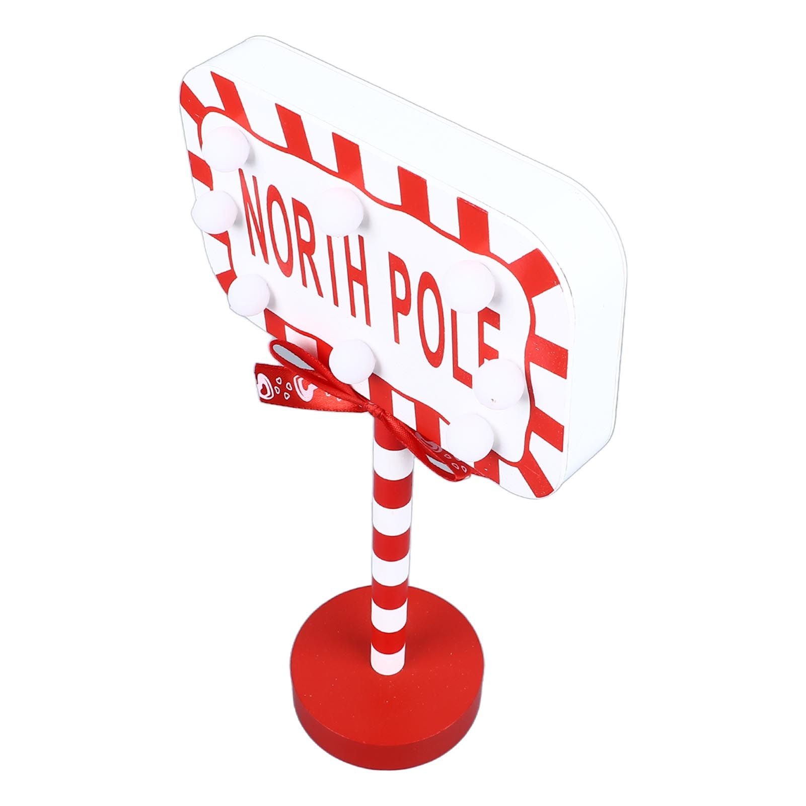 Christmas Stop Here Decor Metal Solid Wood LED Delicate Santa Stop Here Tree Topper for Christmas Party Rectangle 15.8x8x28.5cm