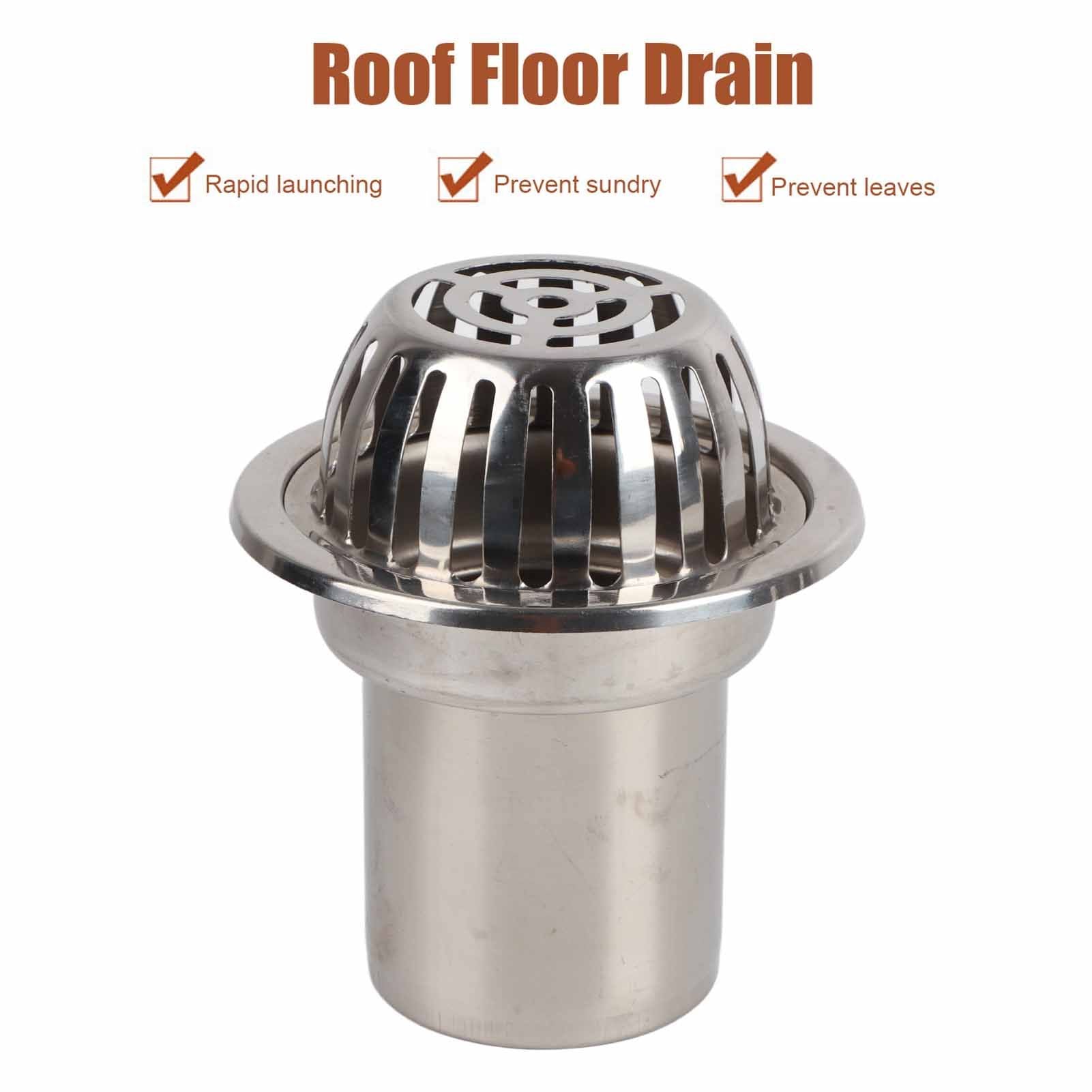 Roof Floor Drain Stainless Steel Non Blocking Balcony Outdoor Rain Bucket Drainage Parts Round 5in