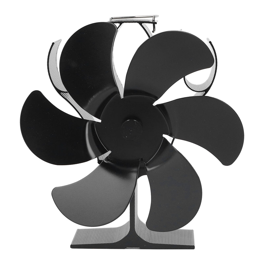 6 Blades Heat Powered Stove Fan High Temperature Resistance Self Starting Wood Burning Stove Fireplace Fan Black Diameter 152mm