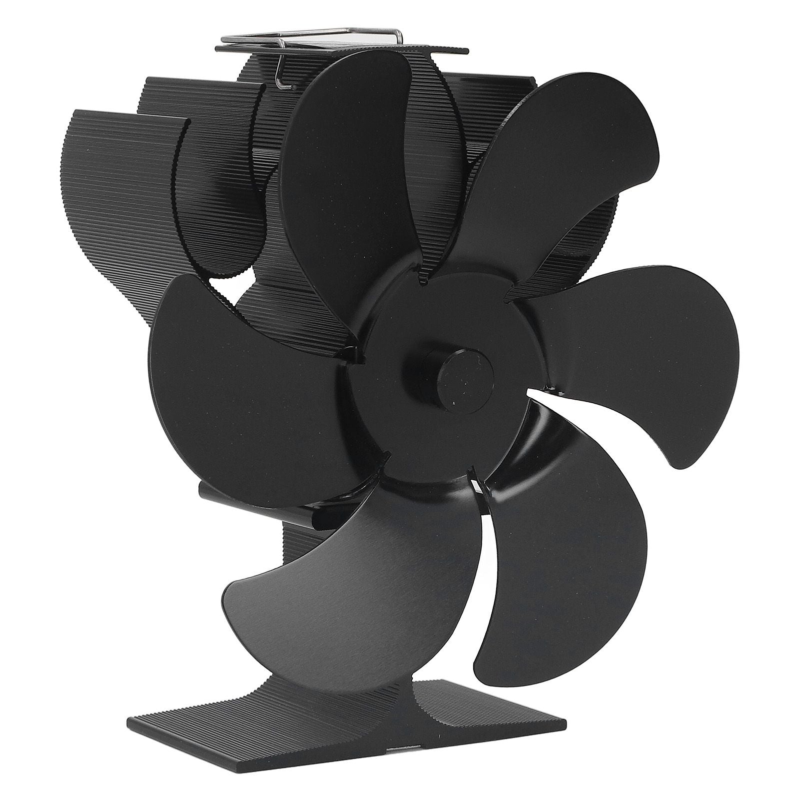 6 Blades Heat Powered Stove Fan High Temperature Resistance Self Starting Wood Burning Stove Fireplace Fan Black Diameter 152mm