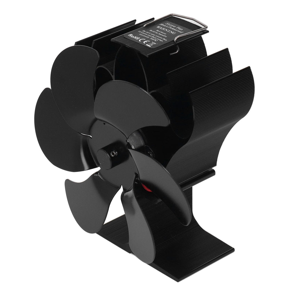 6 Blades Heat Powered Stove Fan High Temperature Resistance Self Starting Wood Burning Stove Fireplace Fan Black Diameter 152mm