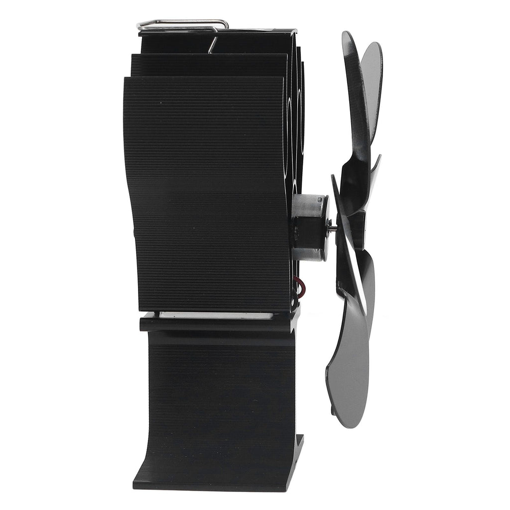 6 Blades Heat Powered Stove Fan High Temperature Resistance Self Starting Wood Burning Stove Fireplace Fan Black Diameter 152mm