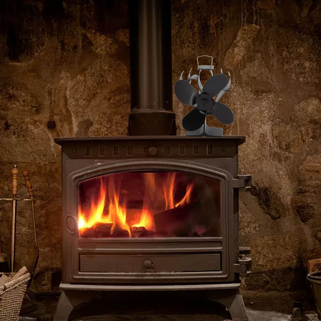 Heat Powered Stove Fan Self Starting Heat Resistant Aluminum Alloy 1400rpm Thermoelectric Fan for Fireplace