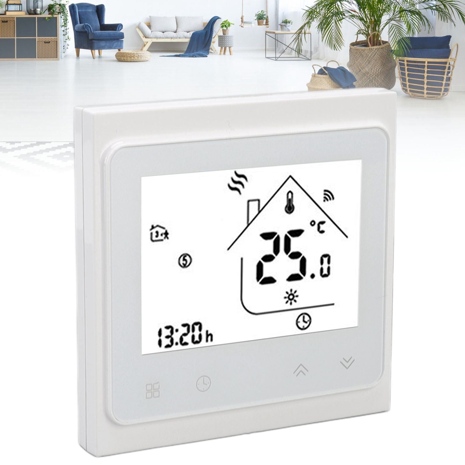 Smart Thermostat for Zigbee Mobile Phone App Voice Control Smart Remote Water Heating Thermostat AC 95‑240V White