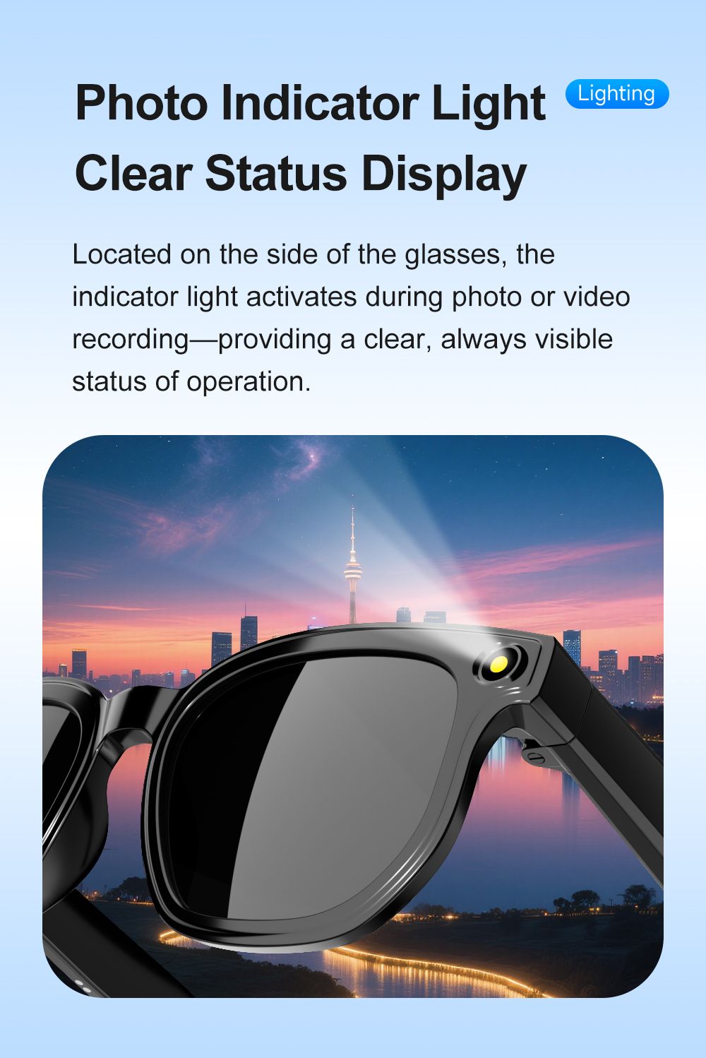Dth03 AI Smart Sunglasses, UV400 Protection Bluetooth Call Audio Glasses，white