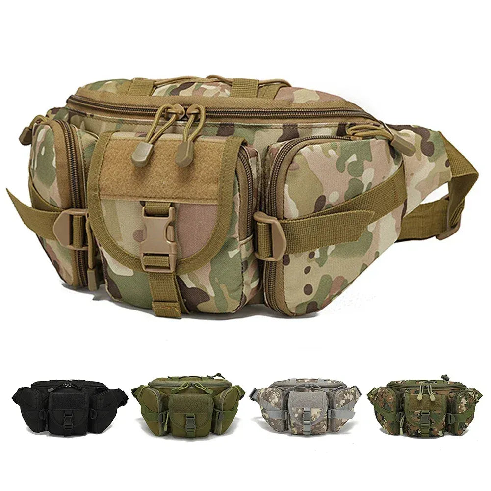 Outdoor Sports Fanny Pack Multipurpose Belt Bag for Camping Hiking Traveling Running Fishing - Khaki