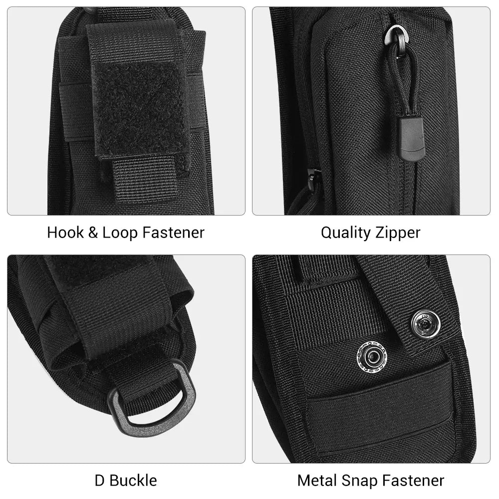 Shoulder Strap Bag Backpack Sundries Pouch Molle Accessory Pouch Tactical Additional Bag Multifunctional EDC - Black