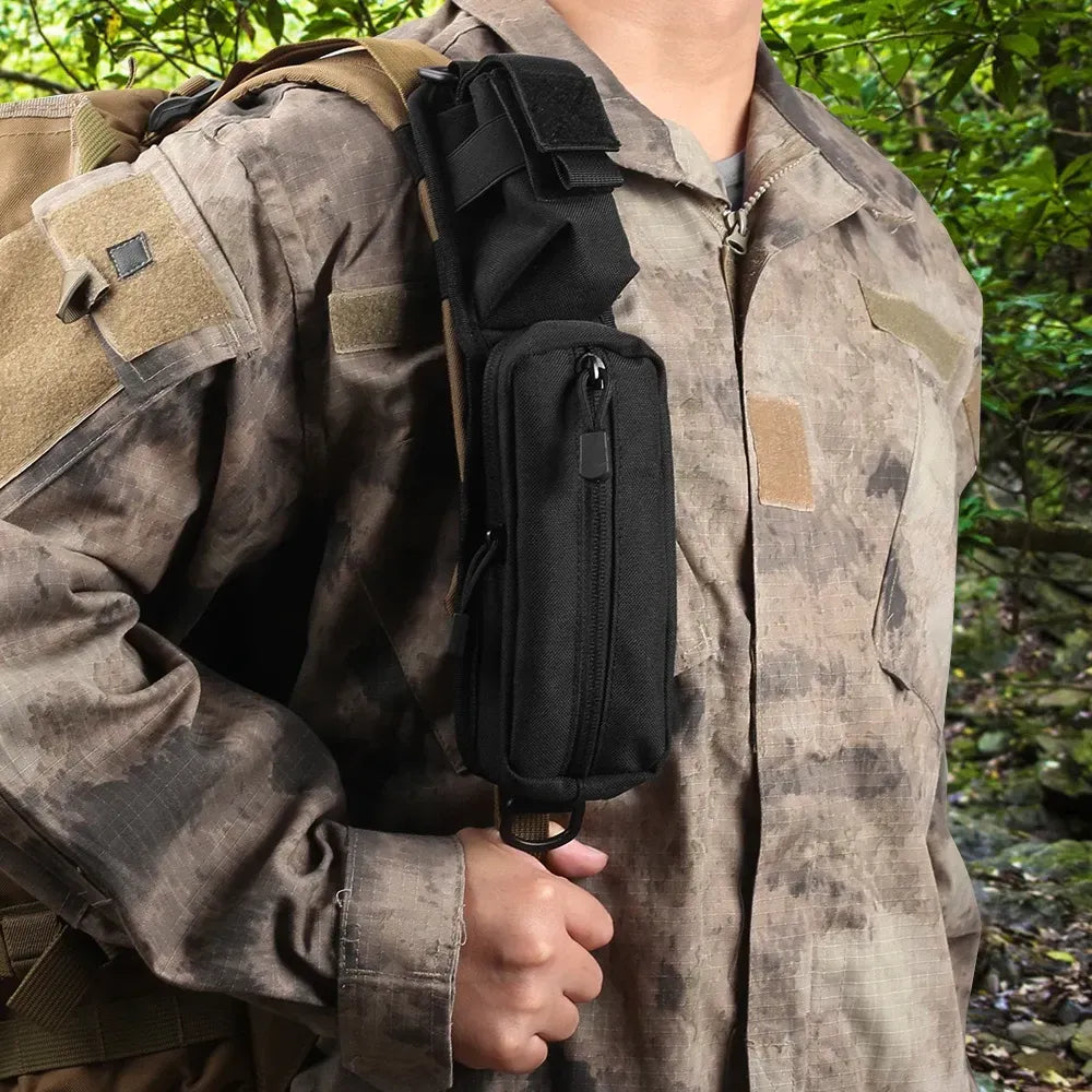 Shoulder Strap Bag Backpack Sundries Pouch Molle Accessory Pouch Tactical Additional Bag Multifunctional EDC - Black