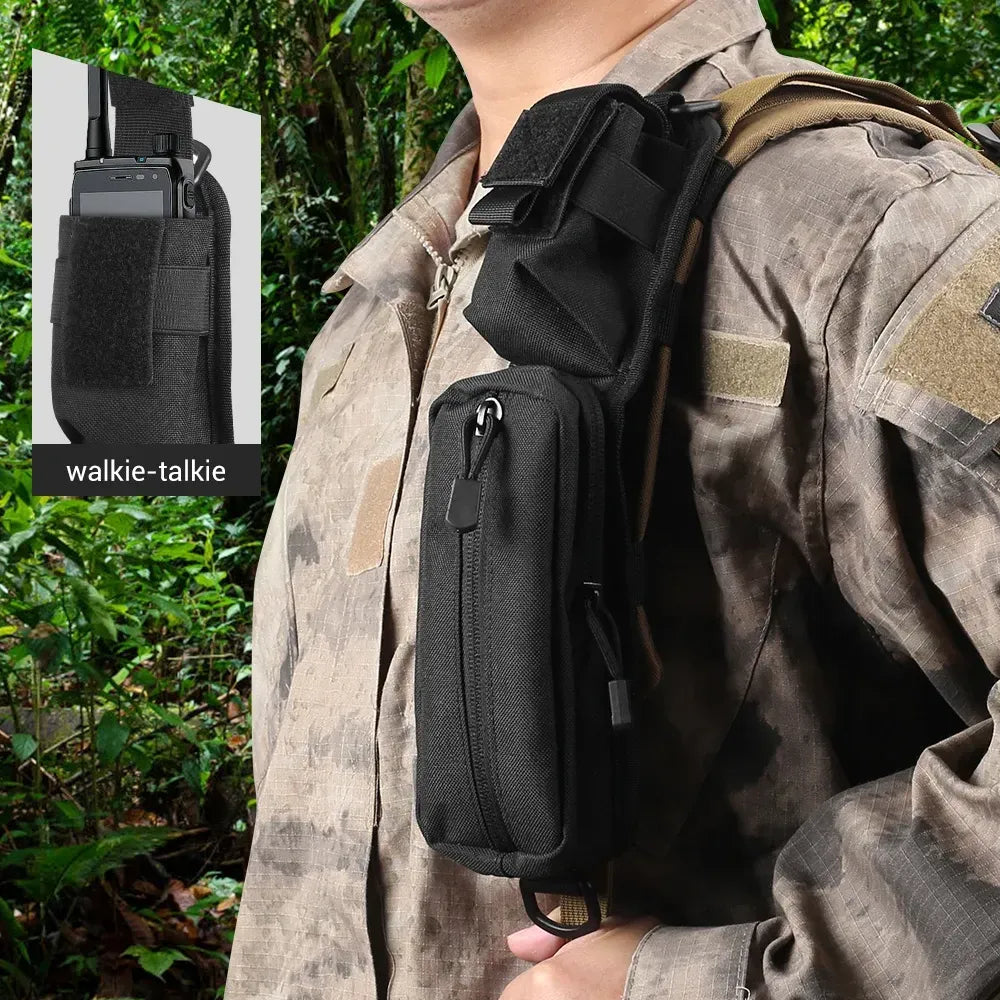 Shoulder Strap Bag Backpack Sundries Pouch Molle Accessory Pouch Tactical Additional Bag Multifunctional EDC - Khaki